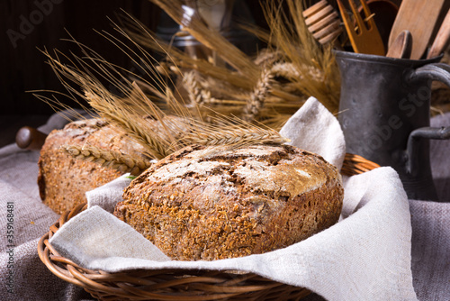 Delicious and healthy homemade wholemeal bread photo