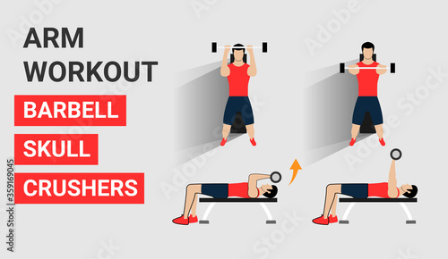 Fitness icon. barbell skull crushers
