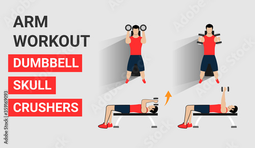 Fitness icon. dumbell skull crushers