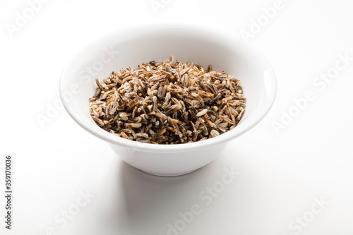 arroz negro cocido, comida saludable. cooked black rice, healthy food.