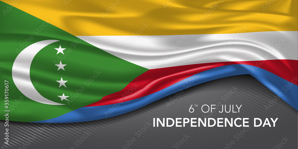 Comoros independence day greeting card, banner with template text vector illustration Comoros independence day greeting card, banner with template text vector illustration