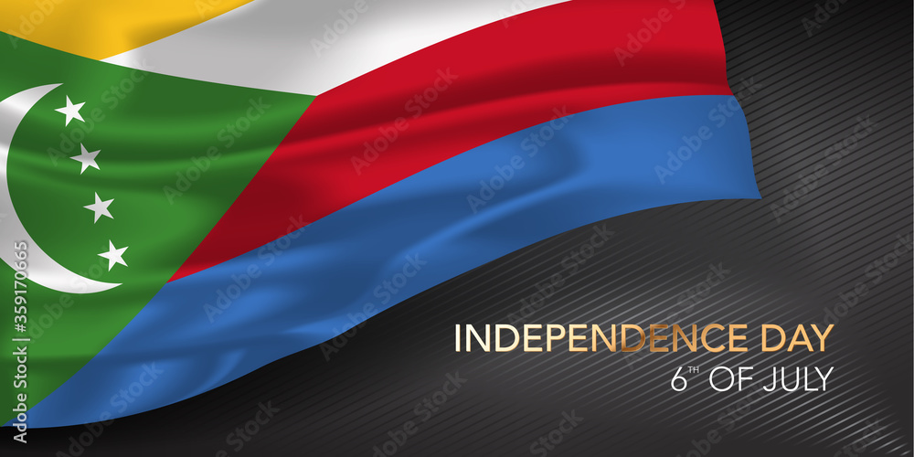 Comoros happy independence day greeting card, banner with template text vector illustration Comoros happy independence day greeting card, banner with template text vector illustration