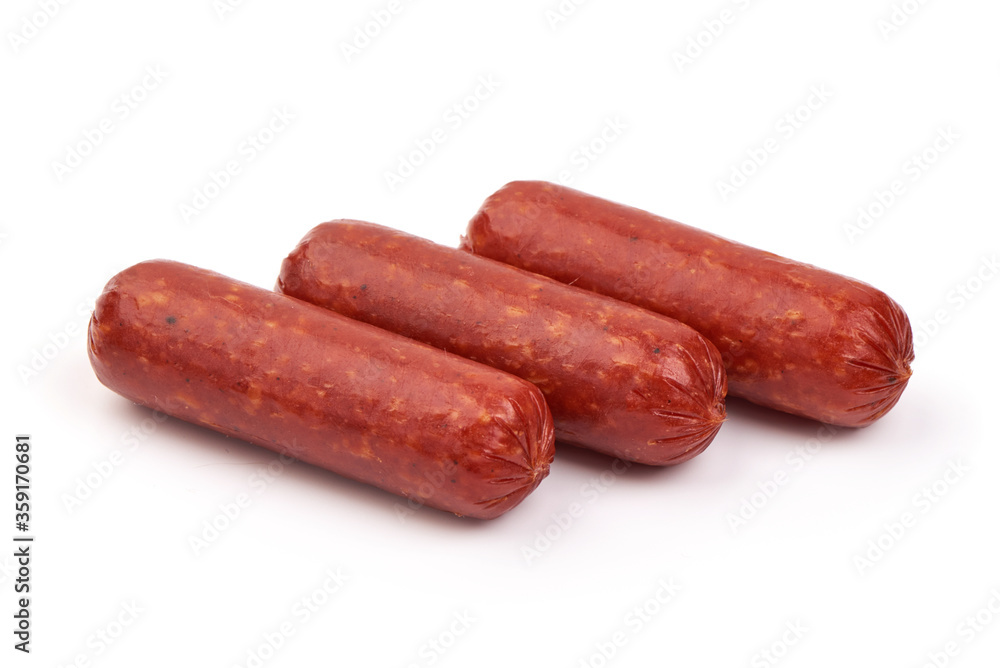 Dry sausages, isolated on white background Dry sausages, isolated on white background