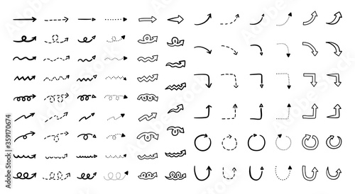 手書きの矢印のイラストのセット／シンプル／かわいい／おしゃれ