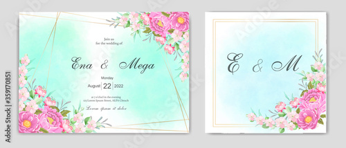 Elegant watercolor wedding invitation card template