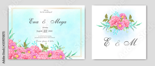 Elegant watercolor wedding invitation card template