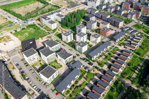 Obraz na płótnie Aerial view of Suurpelto residential district in Espoo, Finland. w salonie