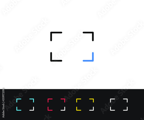 minimal editable stroke frame, capture icon. flat lineart style trend modern view finder logotype graphic design element isolated on white background. concept of viewfinder badge with change line thic