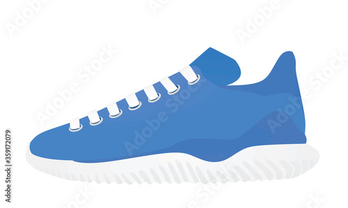 Blue canvas sneaker. vector illustration
