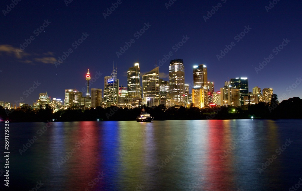 Panoramic view of Sydney skyline at night, Australia 