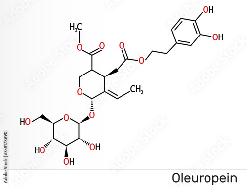 Oleuropein, catechol, glycoside molecule. It has role as plant metabolite, anti-inflammatory, antineoplastic, antihypertensive agent. Skeletal chemical formula
