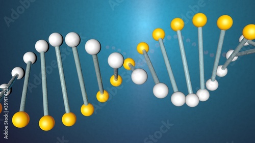 DNA on a blue background . 3D render - Illustration. 
