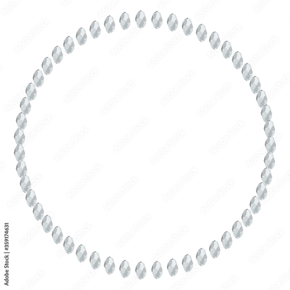 White diamond gems circle frame isolated on white background. White diamond gems circle frame isolated on white background.