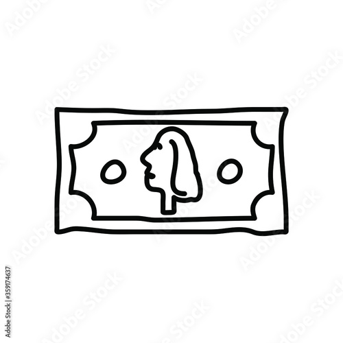 Money one hundred USA dollars banknote with the face of Benjamin Franklin logo icon sign. Doodle cartoon creative design Fashion print for clothes apparel greeting invitation card banner poster Vector