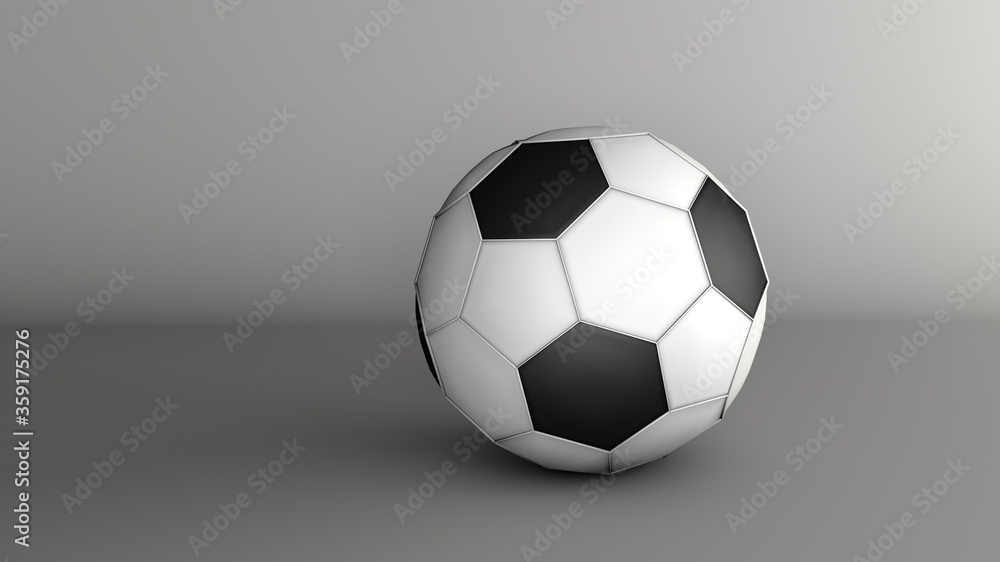 Soccer ball, 3d render illustration, isolated on gray background .