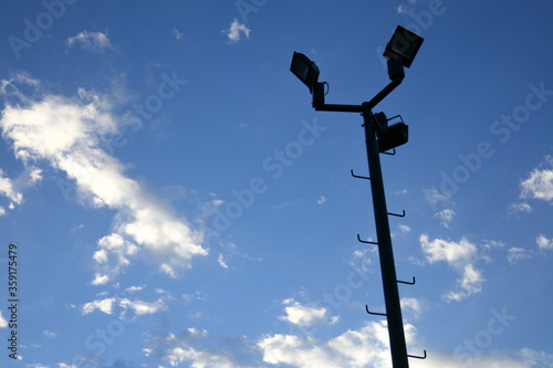 street lamp on blue sky