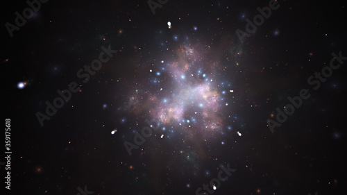 Abstract galaxy. Fantastic space background. Digital fractal art. 3d rendering.