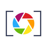 Camera photography logo. Abstract camera vector icon design template.