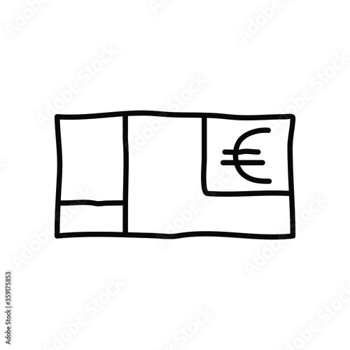 Money Euro banknote cash coin logo icon sign currency bank symbol Doodle cartoon design style Fashion print for clothes apparel greeting invitation card picture banner poster flyer websites Vector