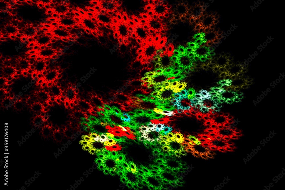 Abstract floral pattern in red and green. Good for print or as a pattern for the design of posters, cards, invitations or websites.