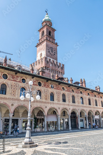 The Ducale Square in VIgevano with the Bramante tower