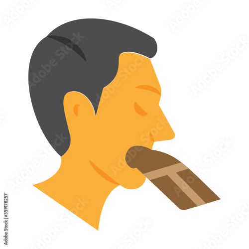 Overeating Concept, Eating Too Fast and Not Chewing Vector Icon Design, Addiction and bad habits symbols on white background, Fingers Licking Sign