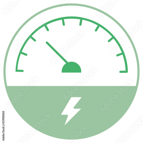 Ampere Measurement Equipment Concept, Power Volt Meter Green Energy gauge Vector Icon Design,