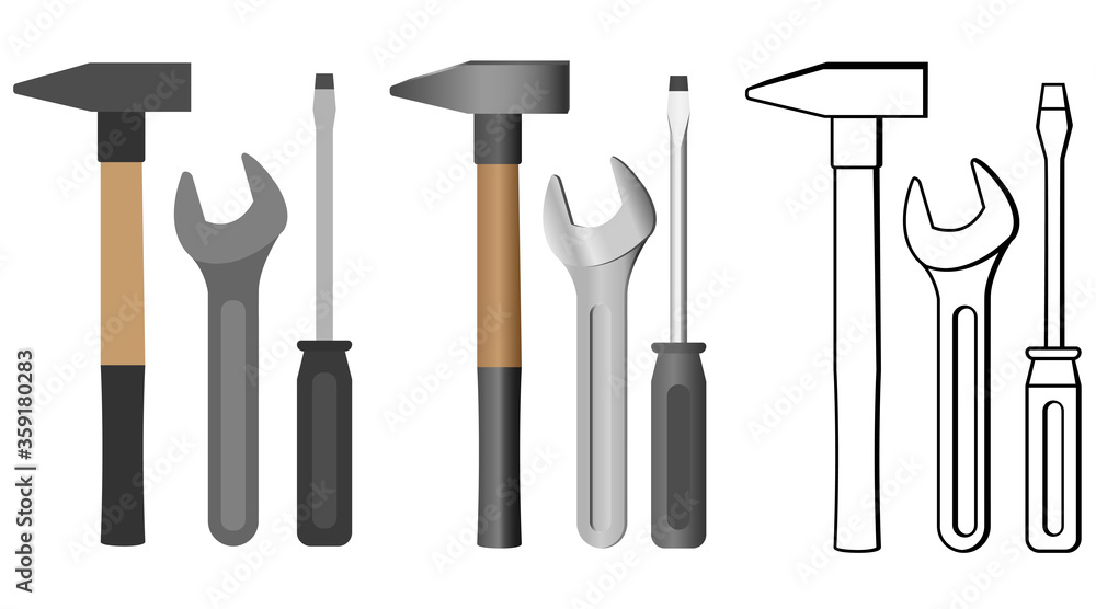 Vector set of handtools. Vector set of handtools.