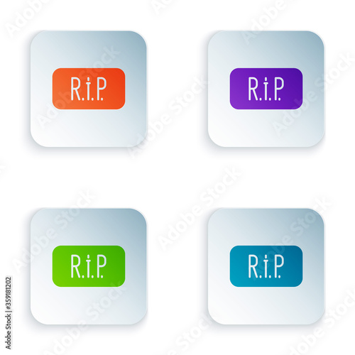 Color Speech bubble rip death icon isolated on white background. Set colorful icons in square buttons. Vector.