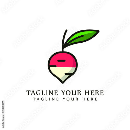 vector vegetable radish - fresh nature healthy illustration symbol isolated photo