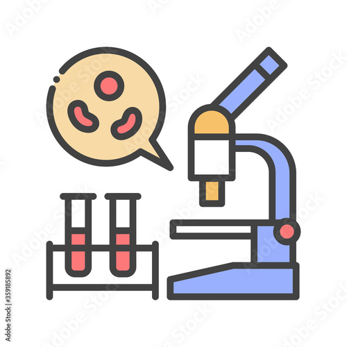 Blood test color line icon. Medical and scientific concept. Laboratory diagnostics. Pictogram for web, mobile app, promo. UI UX design element. Editable stroke