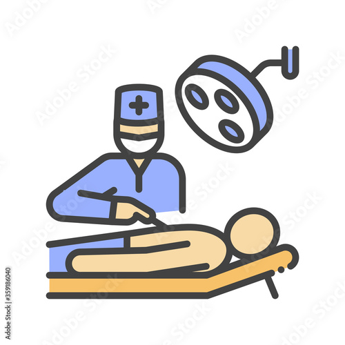 Surgery abdominal cavity color line icon. Surgical emergency. Pictogram for web page, mobile app, promo. Editable stroke