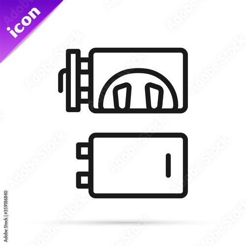 Black line Crematorium icon isolated on white background. Vector.