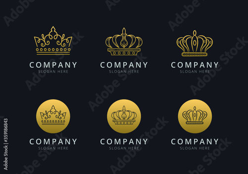 Crown logo template with golden style color for the company