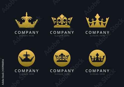 Crown logo template with golden style color for the company