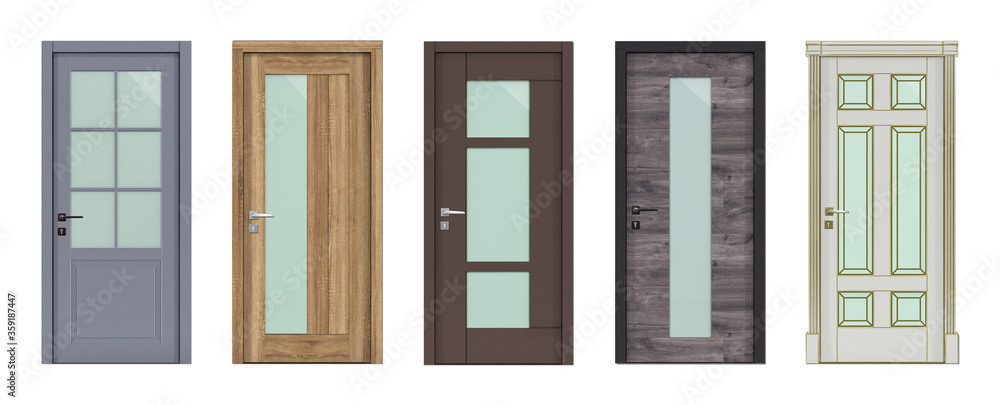 Doors with glass, for modern interior 3D render Doors with glass, for modern interior 3D render