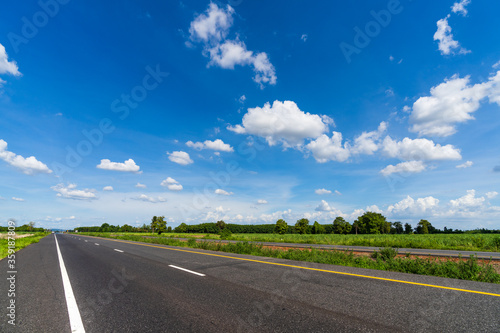 Thailand landscape with road and cloud .