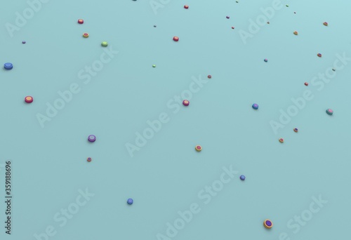 Perspective random mini 3d button polka dots colorful pastel background.3d illustration and rendering.