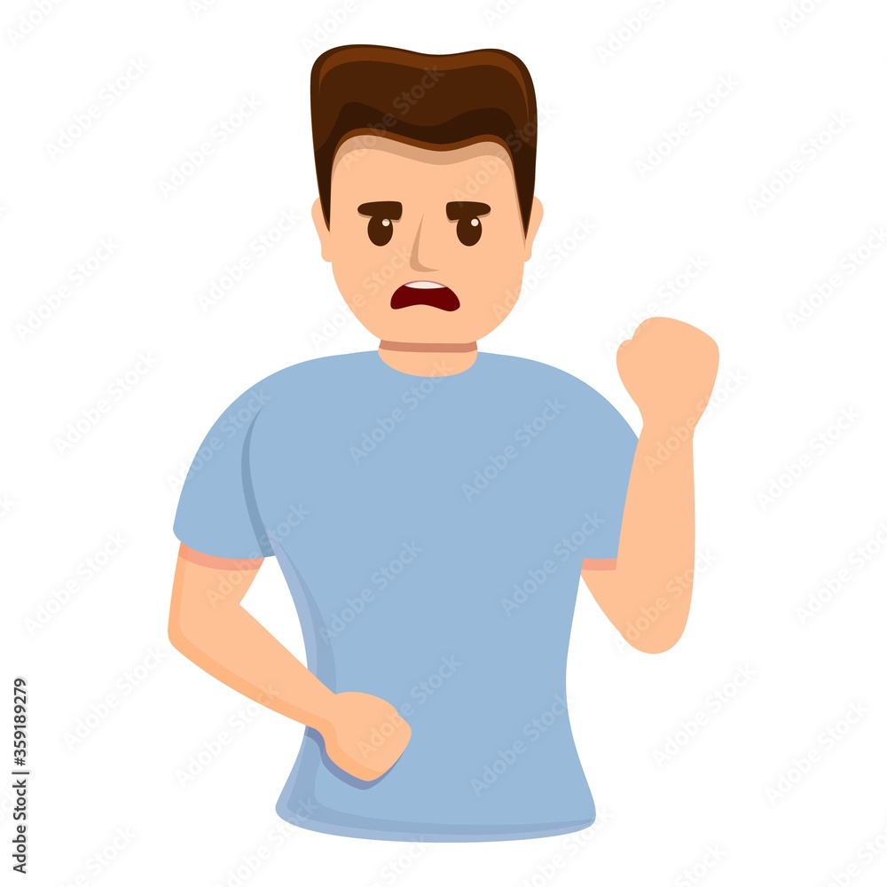 Frustration boy rage icon. Cartoon of frustration boy rage vector icon for web design isolated on white background Frustration boy rage icon. Cartoon of frustration boy rage vector icon for web design isolated on white background