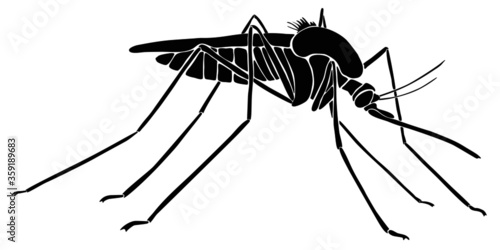 Moskito in schwarz und weiß als veränderbare Vektor Datei. Verwendbar für Schilder, Poster, Plakate oder Logos.