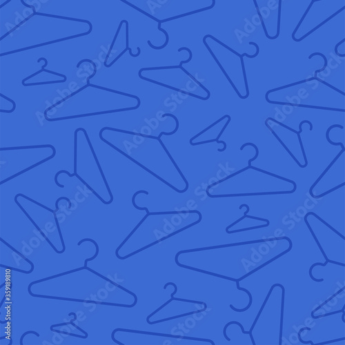 A seamless vector image with hangers. Clothes donation theme background. 