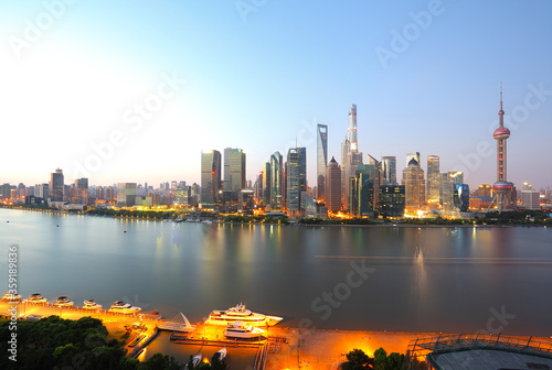 Aerial photography at Shanghai Skyline of morning