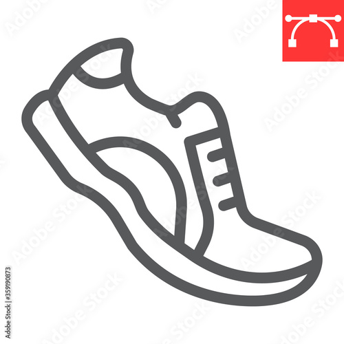 Running shoes line icon, fitness and run, sport shoe sign vector graphics, editable stroke linear icon, eps 10.