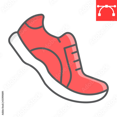Running shoes color line icon, fitness and run, sport shoe sign vector graphics, editable stroke colorful linear icon, eps 10.