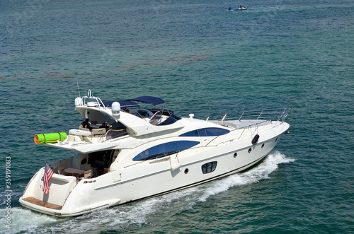 Luxury yacht on Biscayne Bay ff of Miami Beach,Florida