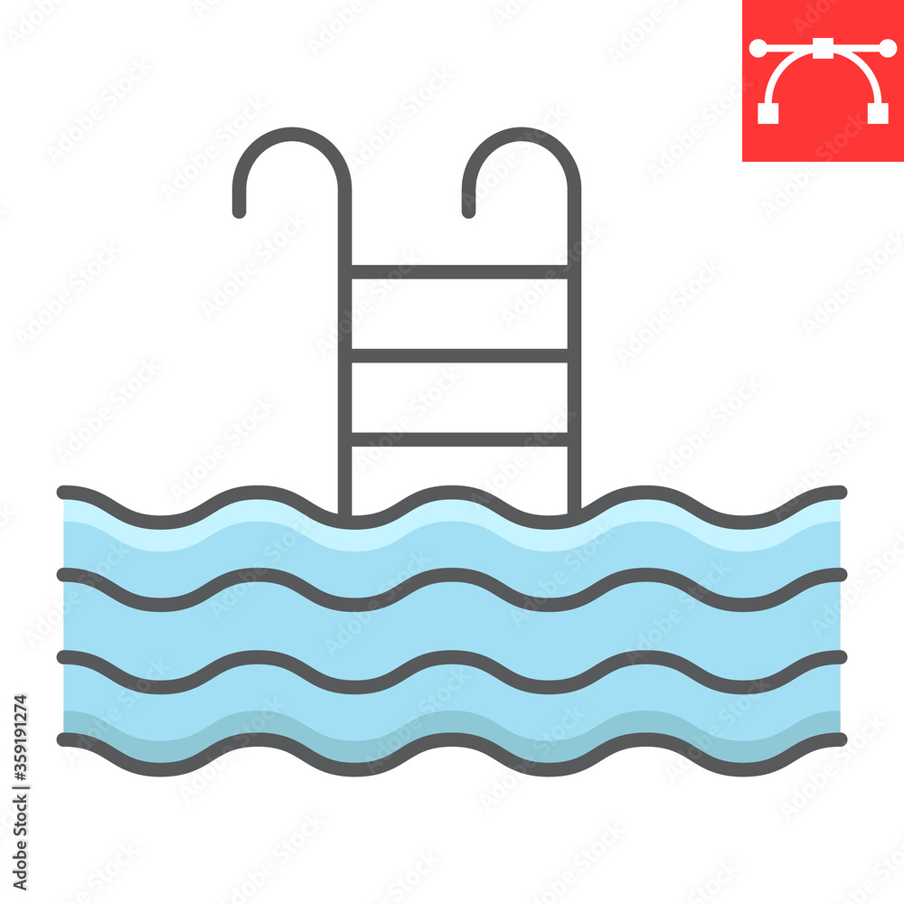 Swimming pool color line icon, fitness and swim, pool sign vector graphics, editable stroke colorful linear icon, eps 10. Swimming pool color line icon, fitness and swim, pool sign vector graphics, editable stroke colorful linear icon, eps 10.