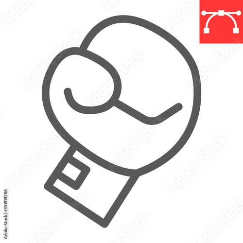 Boxing glove line icon, fitness and sport, boxing sign vector graphics, editable stroke linear icon, eps 10.