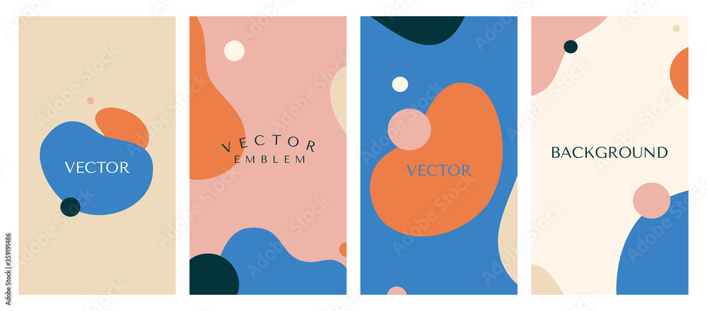 Vector set of abstract creative backgrounds in minimal trendy style with copy space for text - design templates for social media stories