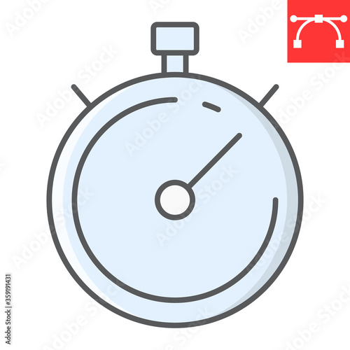 Stopwatch color line icon, fitness and sport, timer sign vector graphics, editable stroke colorful linear icon, eps 10.