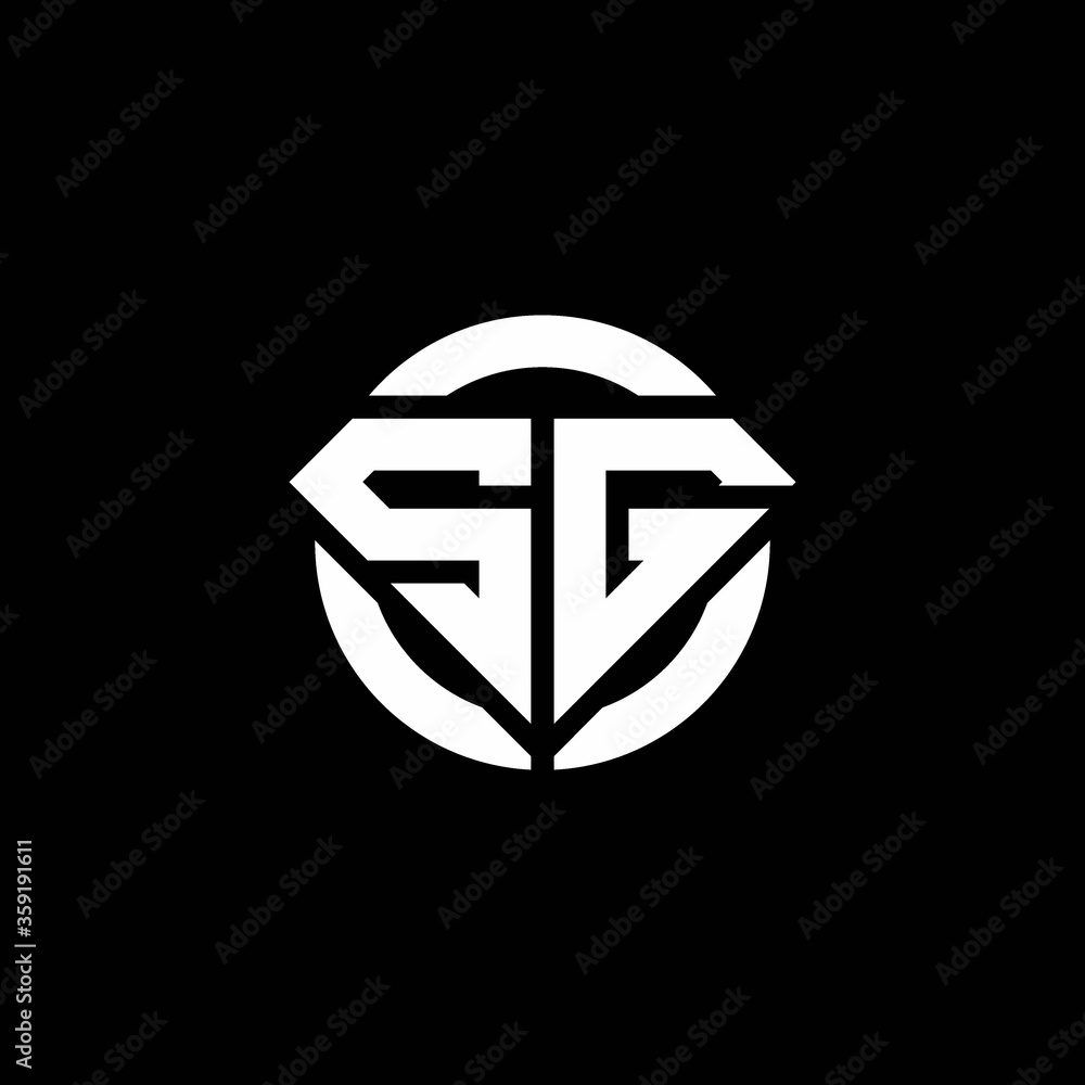 SG monogram logo with diamond shape and ring circle rounded Stock ...